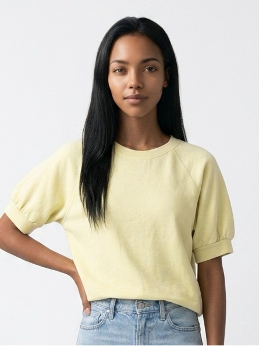 UNIVERSAL THREAD | NEW Pale Yellow Short Sleeve Sweatshirt Women’s Size Small